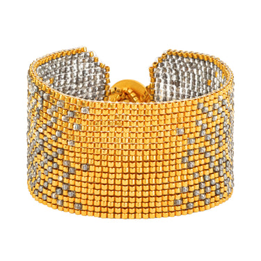 Brazalete Telar Dorado Grueso Difuminado Plata Pavonada